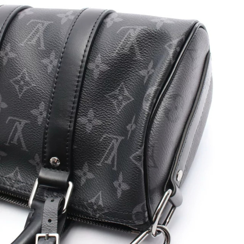Louis Vuitton Handbag Leather Black Monogram Eclipse Bandoulire Canvas Keepall - Picture 5 of 5